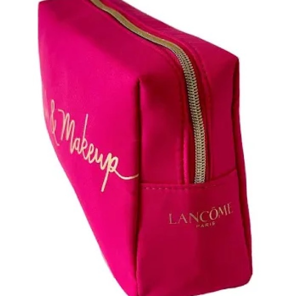 New Lancome Paris Wink & Makeup Fuchsia Hot Pink Cosmetic Bag and 6pc travel set - Picture 2 of 3